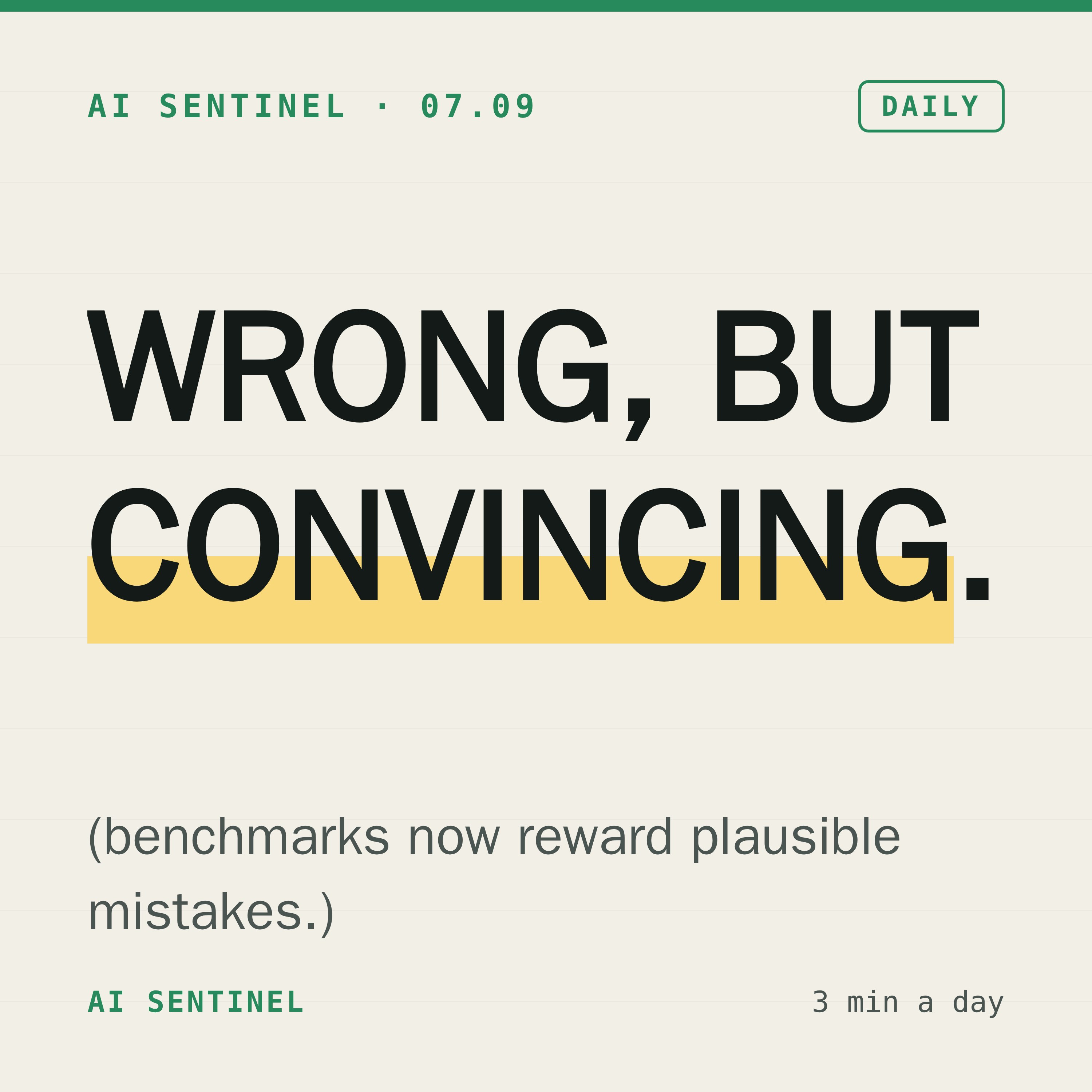 Code, Robots, and Generation Leap Forward as Benchmarks Reward Plausible Wrong Answers