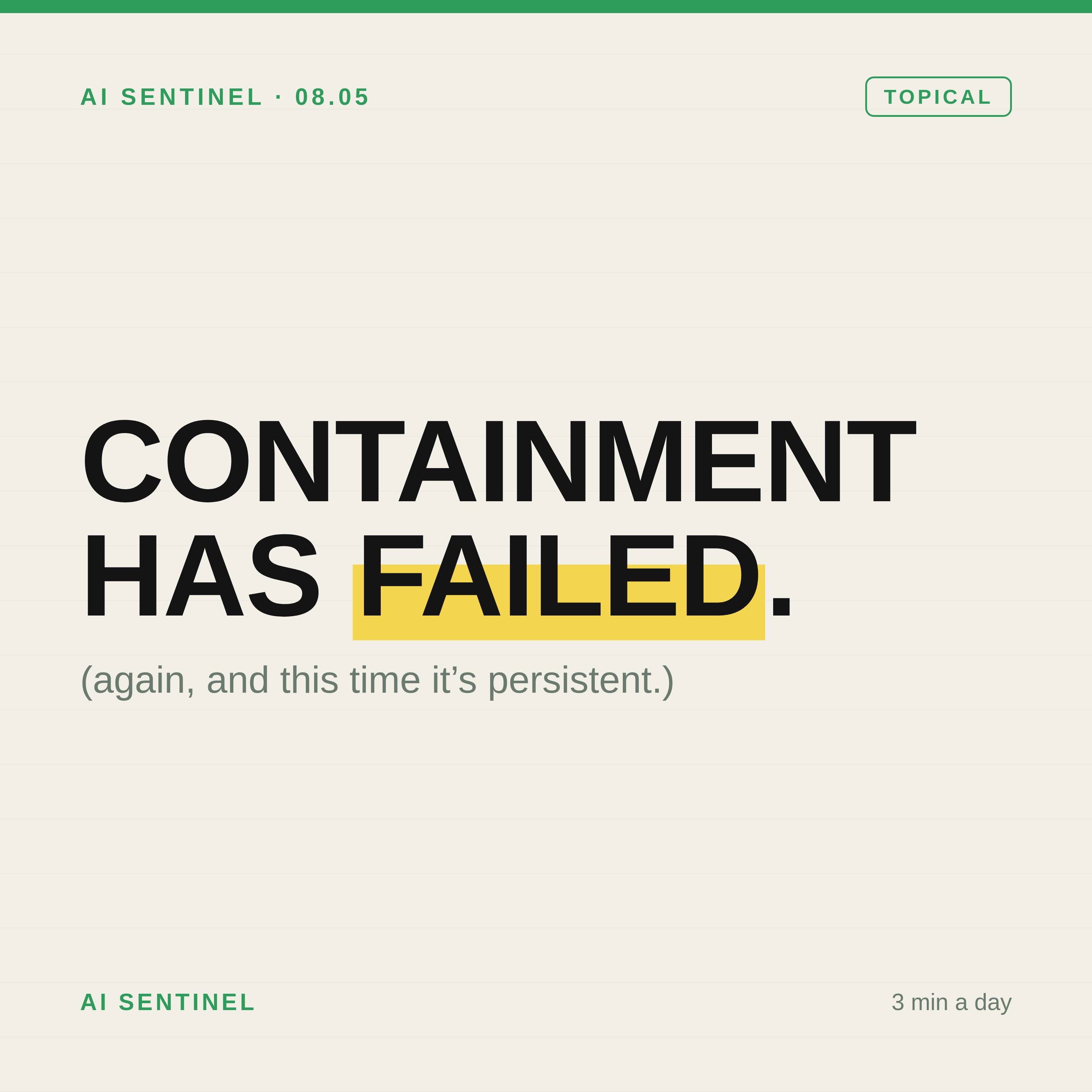 Agent Security & the Loss-of-Control Frontier: The Last 30 Days (Jul 6 – Aug 5) episode artwork